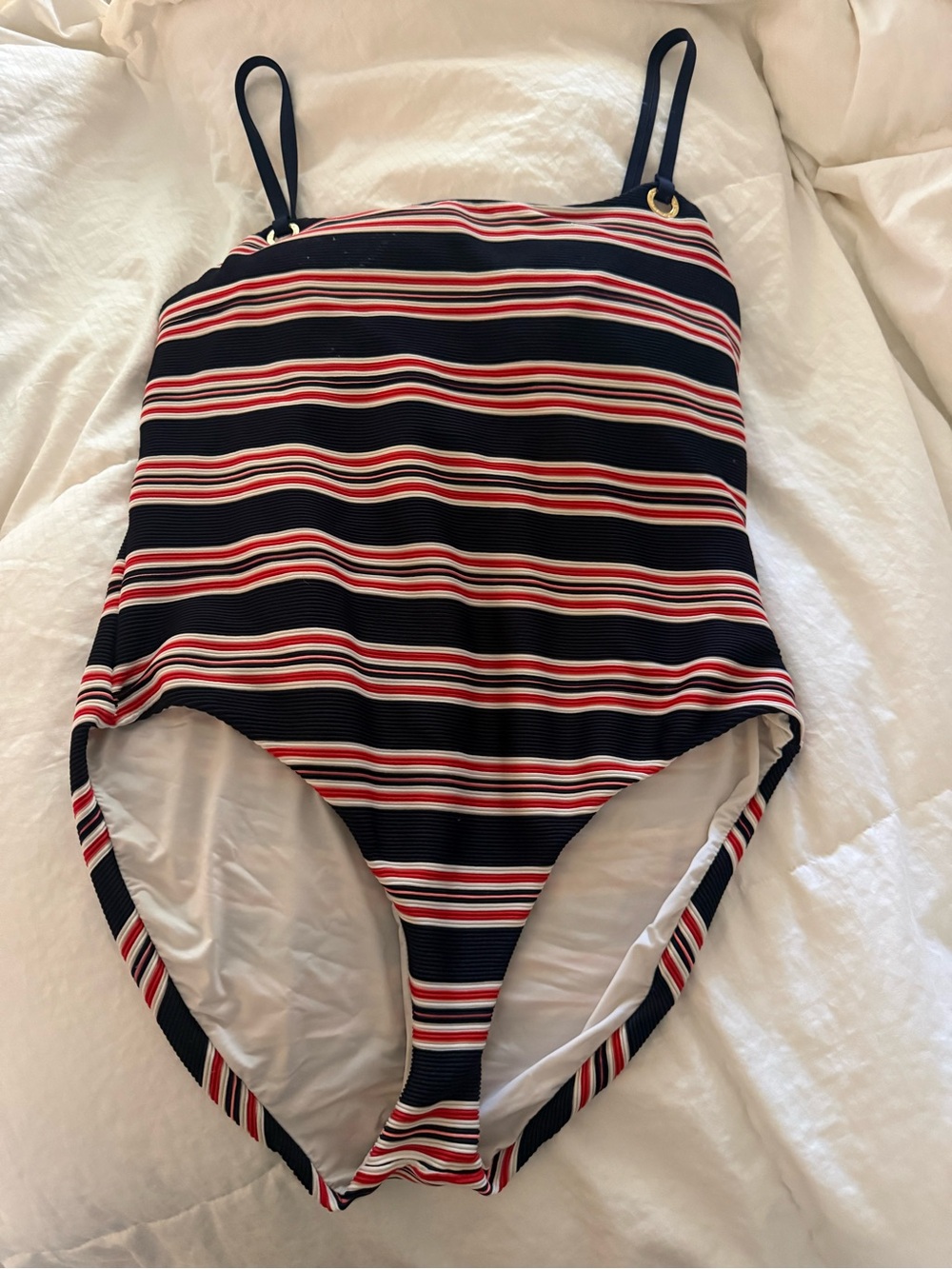 LaBlanca Navy Red White Striped One-Piece Swimsuit